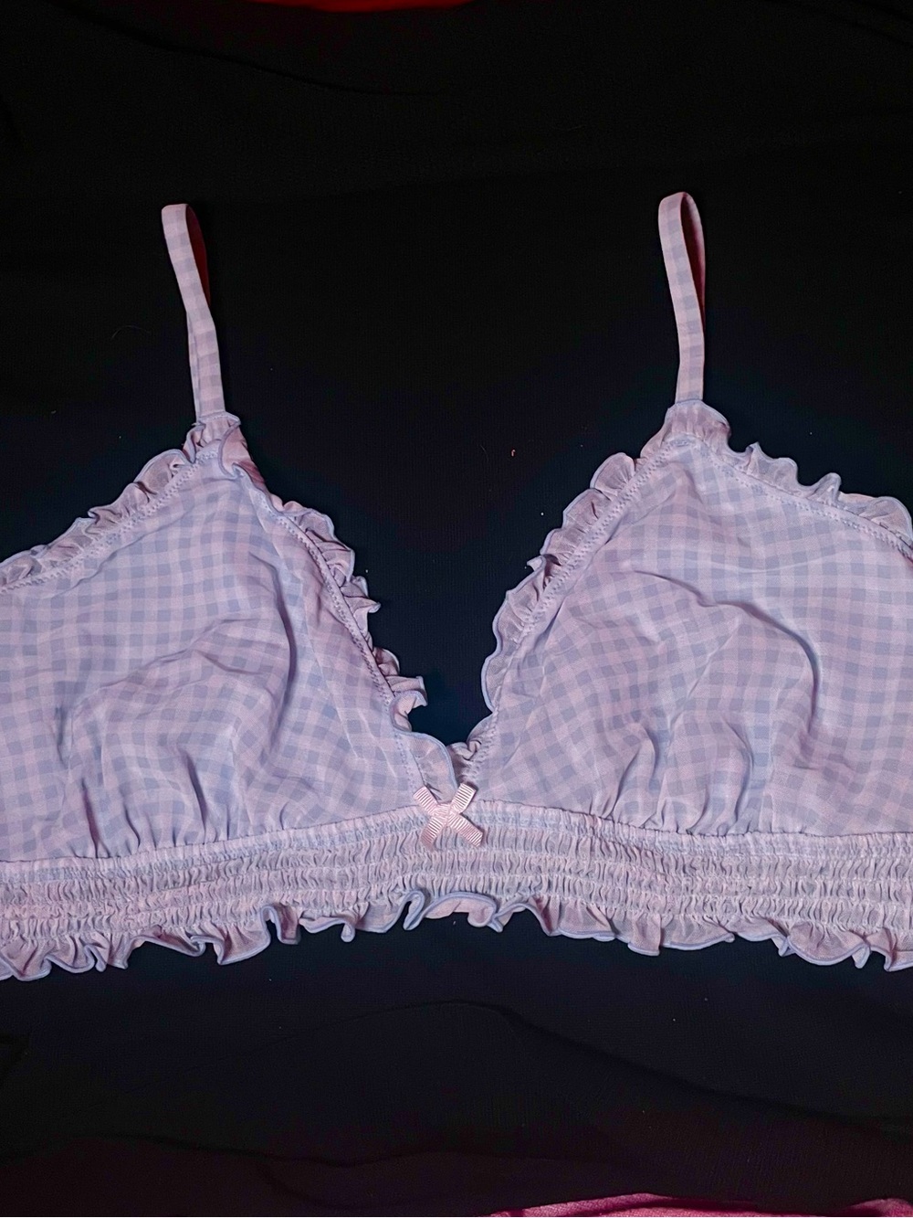 Blue Gingham Bralette with ruffles and bow - Mills by millie bobby brown NWT